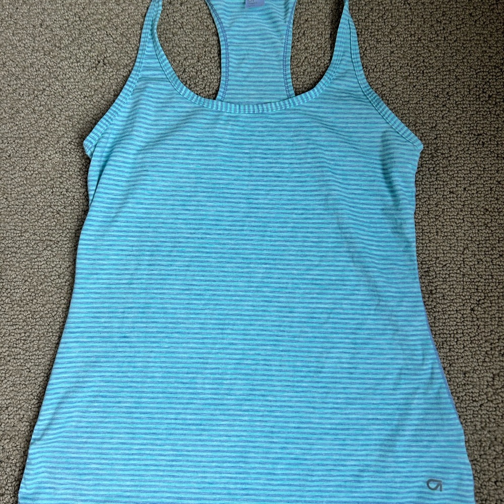GAP Fit breathe Light Blue Striped Tank Top